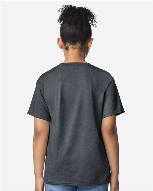 Youth Light Cotton T-Shirt - OnModelBack - B04660102 - Dark Heather