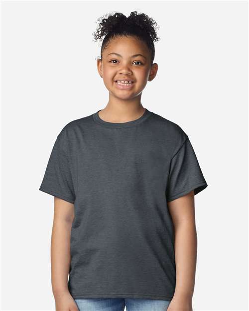 Youth Light Cotton T-Shirt - OnModelFront - B04660102 - Dark Heather