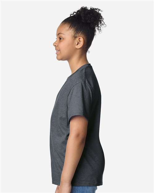 Youth Light Cotton T-Shirt - OnModelSide - B04660102 - Dark Heather