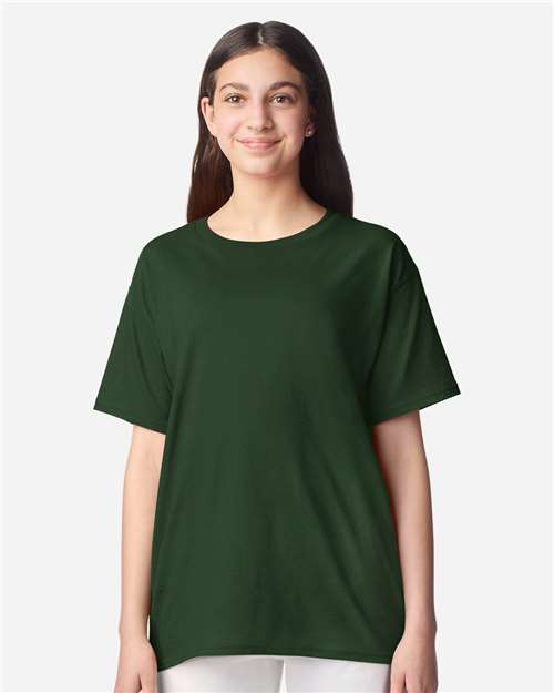 Youth Light Cotton T-Shirt - OnModelFront - B04660542 - Forest Green