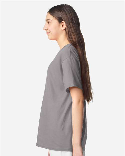 Youth Light Cotton T-Shirt - OnModelSide - B04660132 - Gravel
