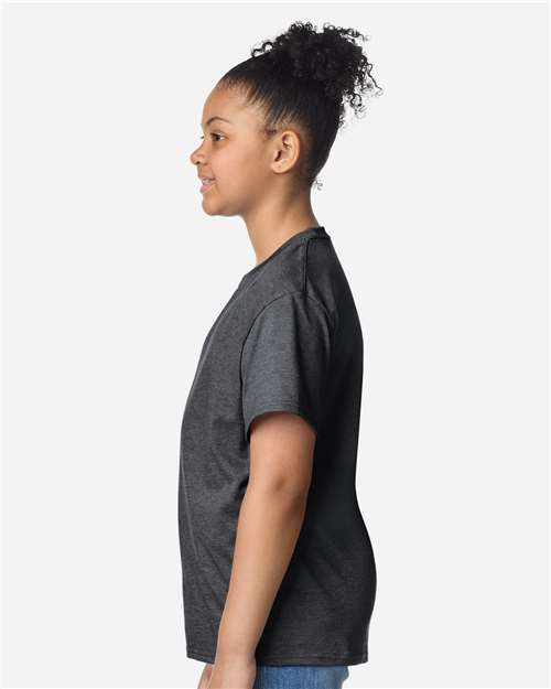 Youth Light Cotton T-Shirt - OnModelSide - B04660142 - Heather Dark Grey