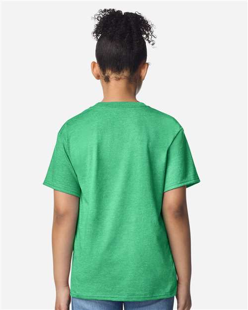 Youth Light Cotton T-Shirt - OnModelBack - B04660152 - Heather Irish Green