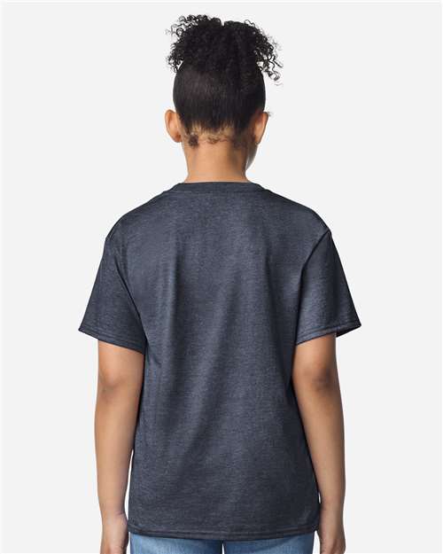 Youth Light Cotton T-Shirt - OnModelBack - B04660652 - Heather Navy
