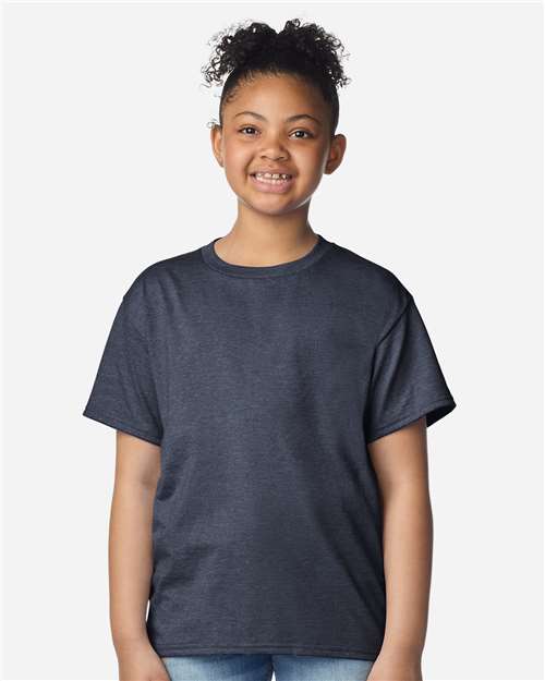 Youth Light Cotton T-Shirt - OnModelFront - B04660652 - Heather Navy