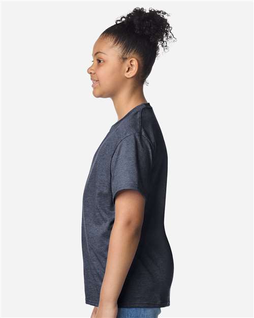 Youth Light Cotton T-Shirt - OnModelSide - B04660652 - Heather Navy