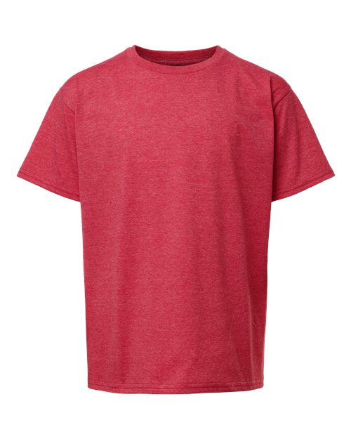 Youth Light Cotton T-Shirt - Front - B04660162 - Heather Red