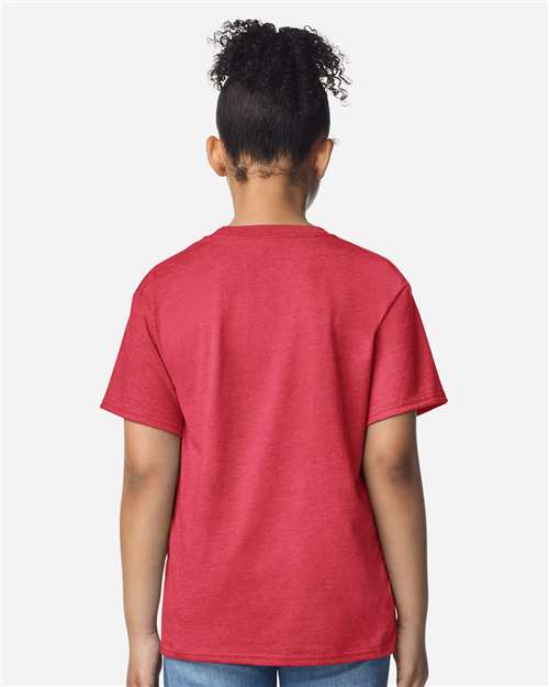Youth Light Cotton T-Shirt - OnModelBack - B04660162 - Heather Red