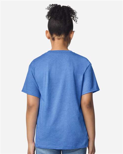 Youth Light Cotton T-Shirt - OnModelBack - B04660752 - Heather Royal