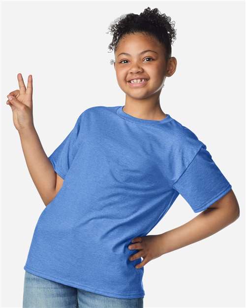 Youth Light Cotton T-Shirt - OnModelFront - B04660752 - Heather Royal