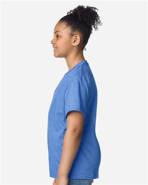 Youth Light Cotton T-Shirt - OnModelSide - B04660752 - Heather Royal