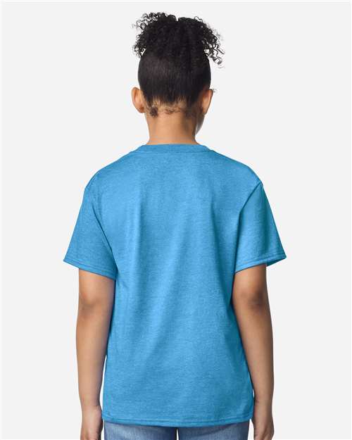 Youth Light Cotton T-Shirt - OnModelBack - B04660722 - Heather Sapphire