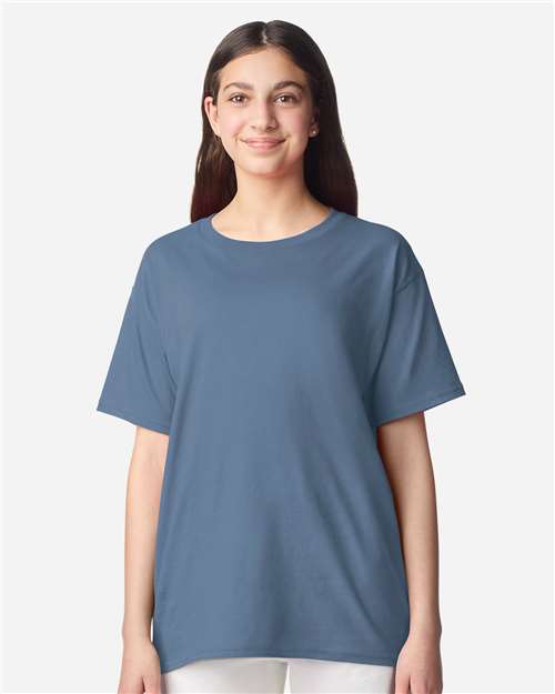 Youth Light Cotton T-Shirt - OnModelFront - B04660182 - Indigo Blue