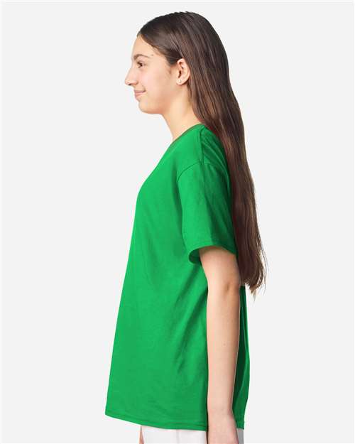 Youth Light Cotton T-Shirt - OnModelSide - B04660192 - Irish Green
