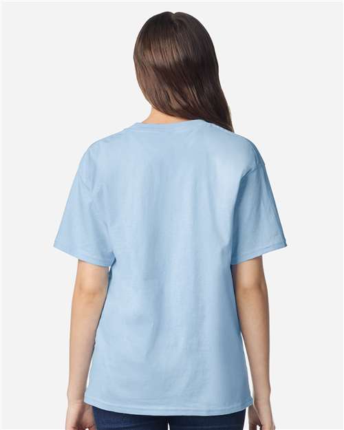 Youth Light Cotton T-Shirt - OnModelBack - B04660202 - Light Blue