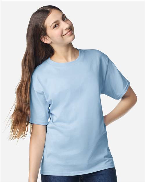 Youth Light Cotton T-Shirt - OnModelFront - B04660202 - Light Blue