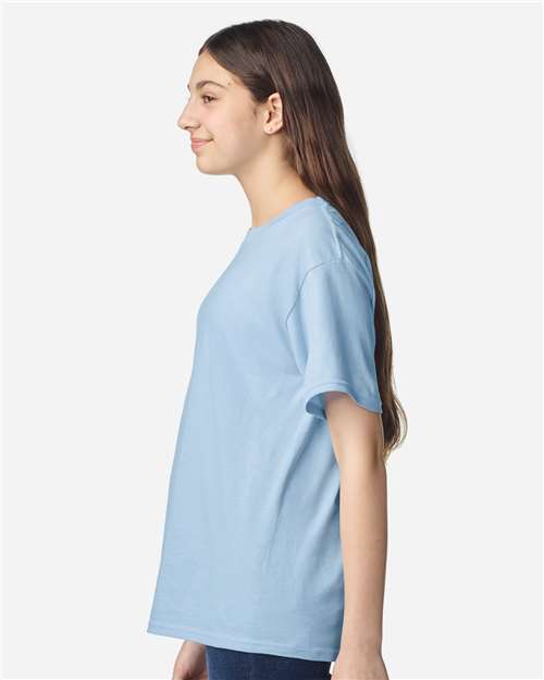 Youth Light Cotton T-Shirt - OnModelSide - B04660202 - Light Blue