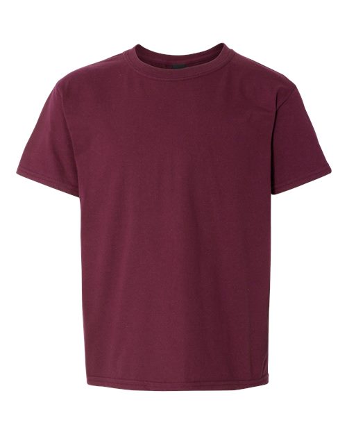 Youth Light Cotton T-Shirt - Front - B04660532 - Maroon