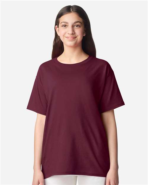 Youth Light Cotton T-Shirt - OnModelFront - B04660532 - Maroon