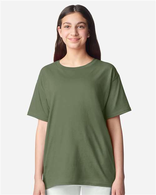 Youth Light Cotton T-Shirt - OnModelFront - B04660222 - Military Green