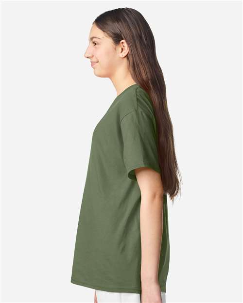 Youth Light Cotton T-Shirt - OnModelSide - B04660222 - Military Green