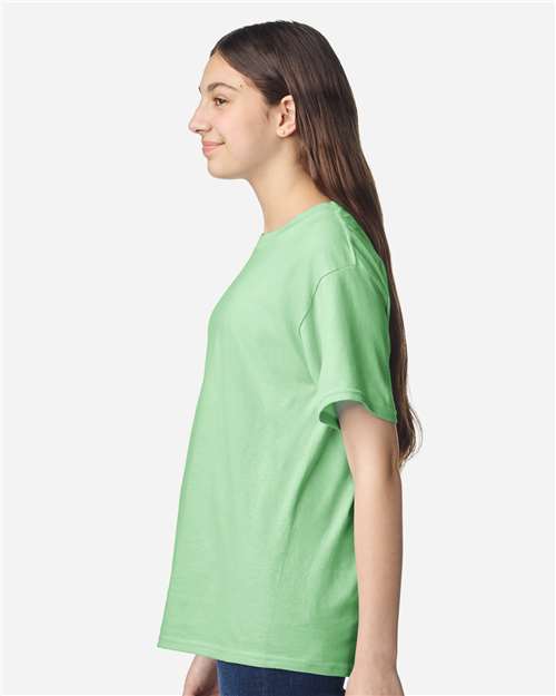 Youth Light Cotton T-Shirt - OnModelSide - B04660232 - Mint Green