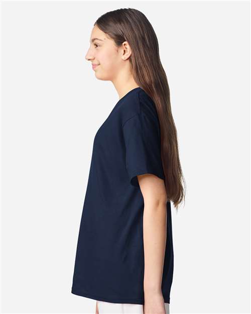 Youth Light Cotton T-Shirt - OnModelSide - B04660262 - Navy