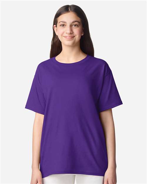 Youth Light Cotton T-Shirt - OnModelFront - B04660282 - Purple