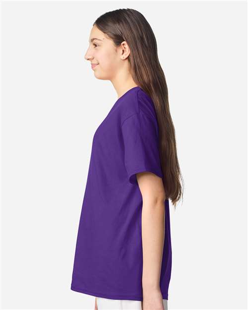 Youth Light Cotton T-Shirt - OnModelSide - B04660282 - Purple