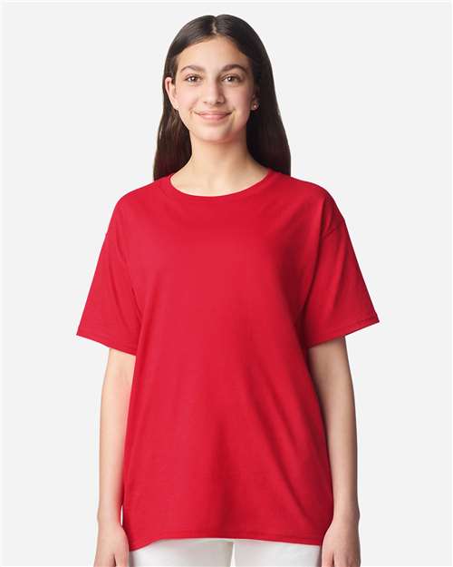 Youth Light Cotton T-Shirt - OnModelFront - B04660292 - Red