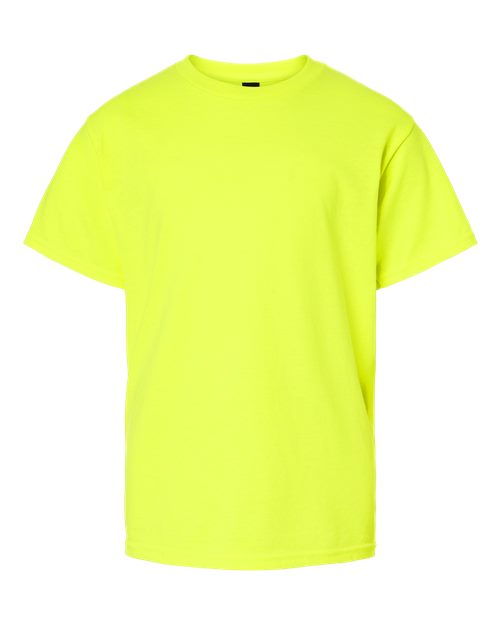 Youth Light Cotton T-Shirt - Front - B04660322 - Safety Green