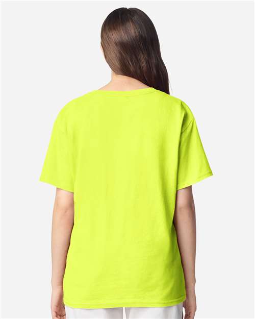 Youth Light Cotton T-Shirt - OnModelBack - B04660322 - Safety Green