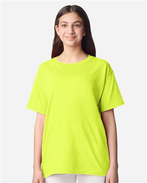 Youth Light Cotton T-Shirt - OnModelFront - B04660322 - Safety Green