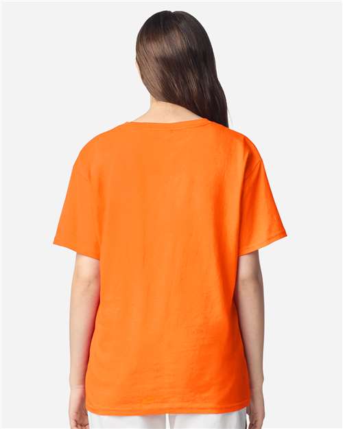 Youth Light Cotton T-Shirt - OnModelBack - B04660332 - Safety Orange