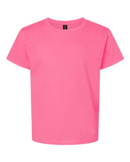 Youth Light Cotton T-Shirt - Front - B04660342 - Safety Pink