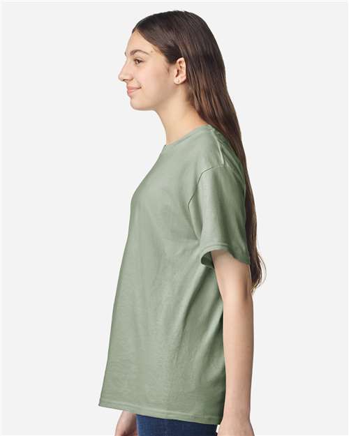 Youth Light Cotton T-Shirt - OnModelSide - B04660352 - Sage