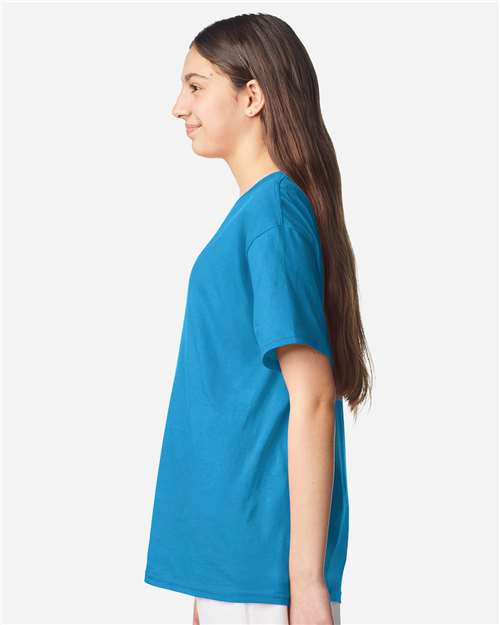 Youth Light Cotton T-Shirt - OnModelSide - B04660372 - Sapphire