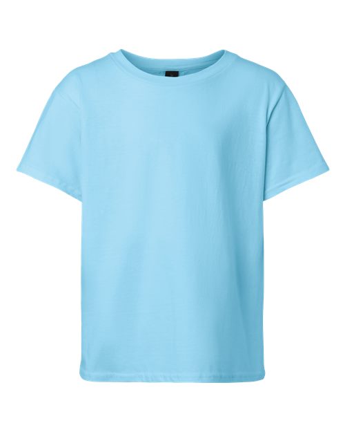 Youth Light Cotton T-Shirt - Front - B04660382 - Sky