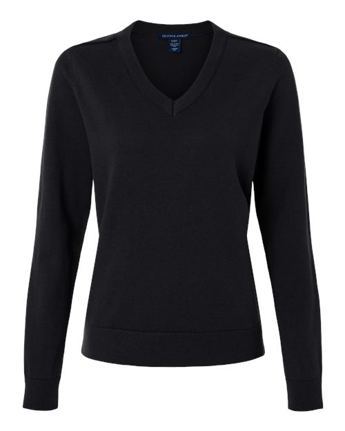 Women's New Classics V-Neck Sweater - Front - B012B2502 - Black