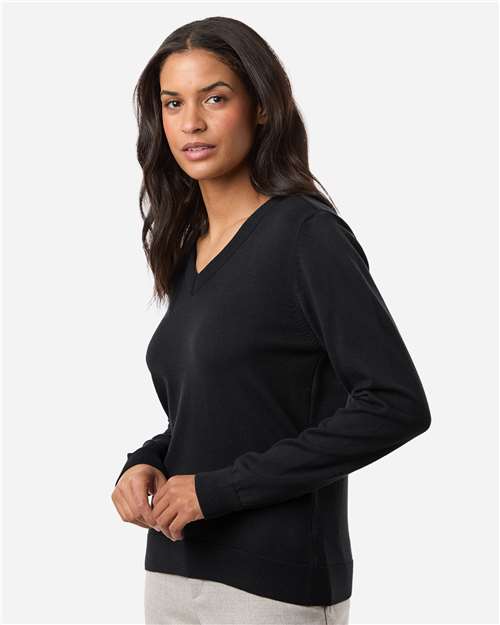 Women's New Classics V-Neck Sweater - OnModelSide - B012B2502 - Black