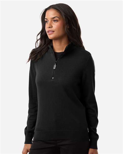 Women's New Classics Quarter-Zip Sweater - OnModelSide - B014B2502 - Black