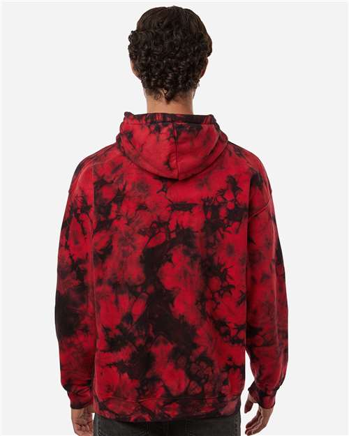 Unisex Crystal Wash Hooded Sweatshirt - OnModelBack - B13302703 - Crystal Red/ Black