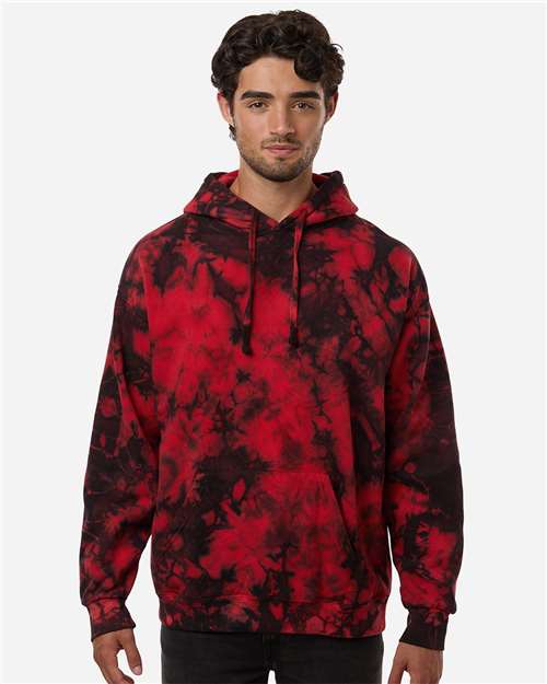 Unisex Crystal Wash Hooded Sweatshirt - OnModelFront - B13302703 - Crystal Red/ Black