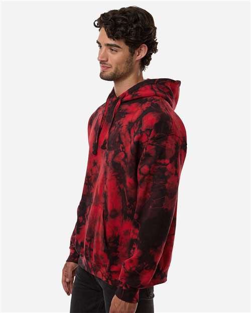 Unisex Crystal Wash Hooded Sweatshirt - OnModelSide - B13302703 - Crystal Red/ Black