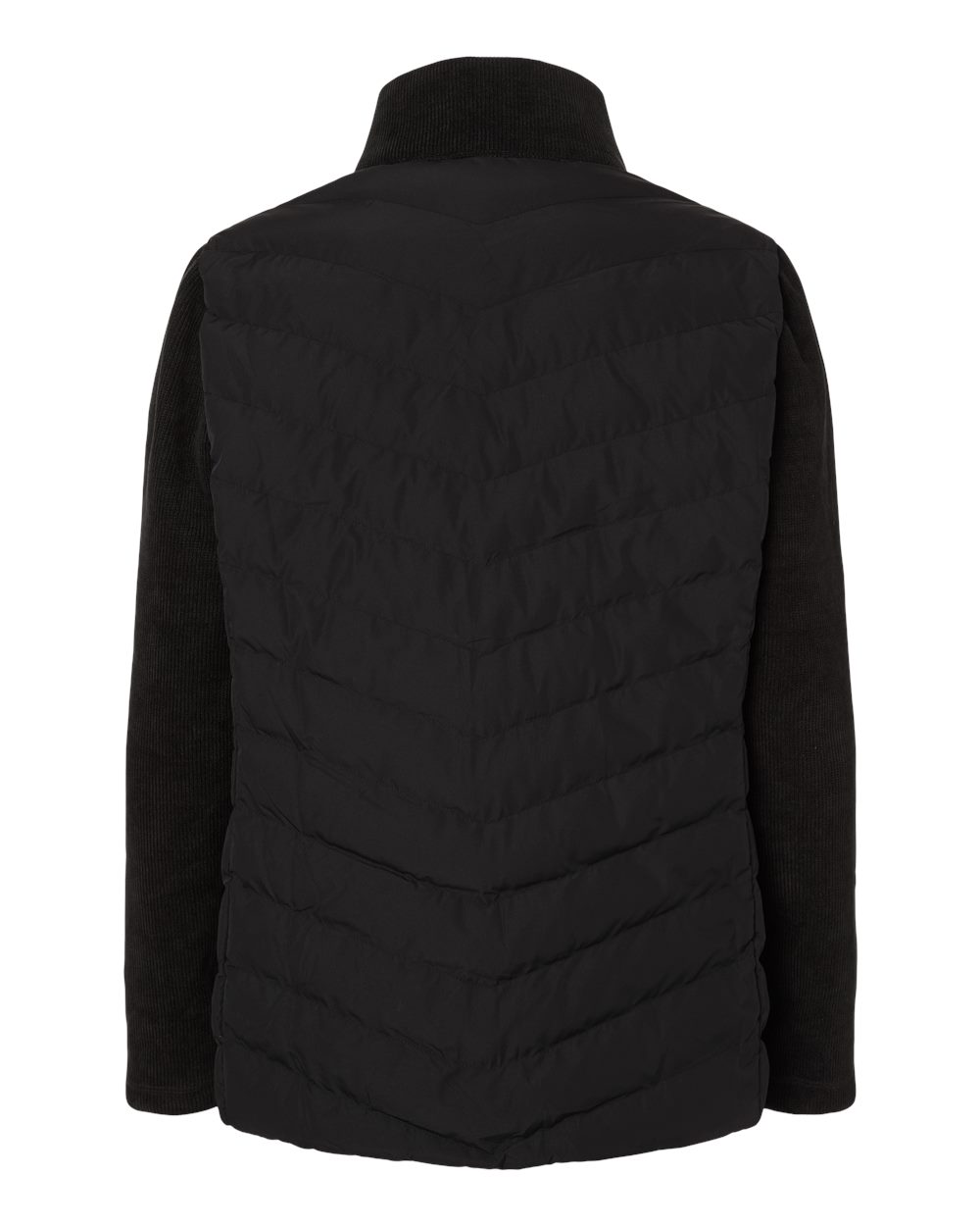 Women's Mixed Media Chevron Jacket - Back - B19052503 - Black