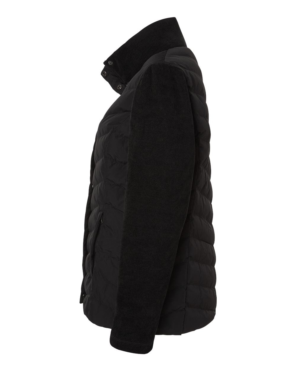 Women's Mixed Media Chevron Jacket - DirectSide - B19052503 - Black