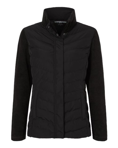 Women's Mixed Media Chevron Jacket - Front - B19052503 - Black