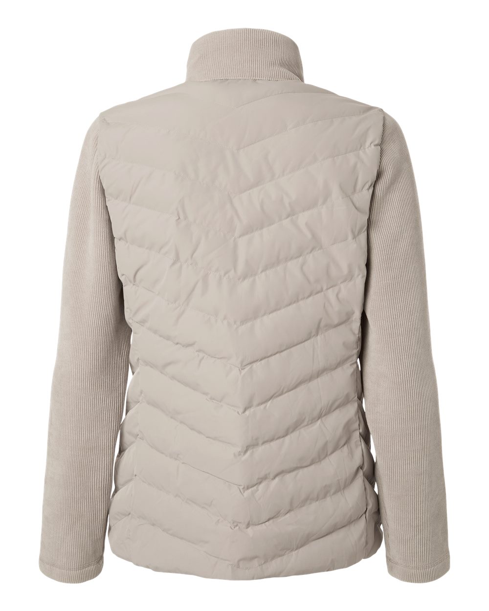 Women's Mixed Media Chevron Jacket - Back - B19052093 - Taupe