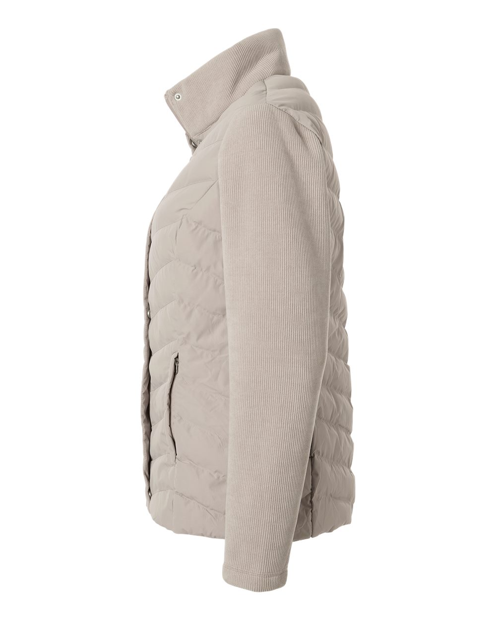 Women's Mixed Media Chevron Jacket - DirectSide - B19052093 - Taupe