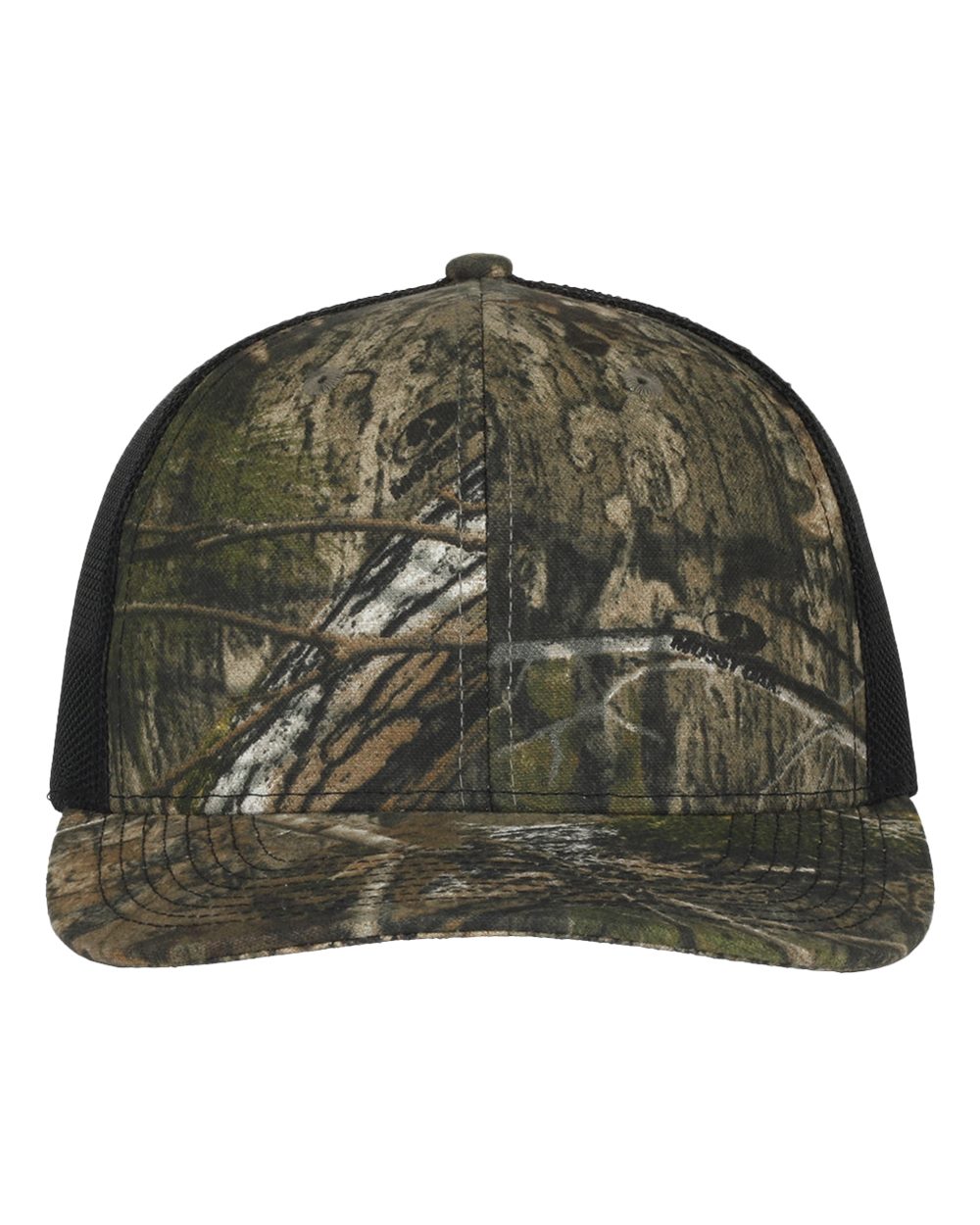 Camo Trucker Mesh Back Cap - Front - B315E5620 - Mossy Oak Country/ Black